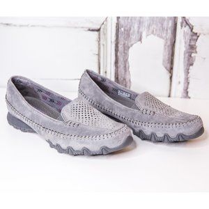 Skechers 10 Leather Upper Grey Slip On Loafers
